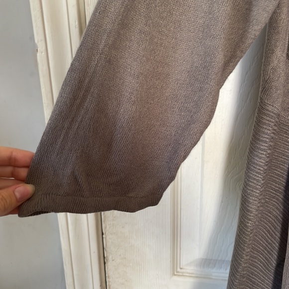 Ashley Stewart grey beige 3/4 sleeve acrylic open cardigan plus 14/16 point hems - Picture 4 of 17